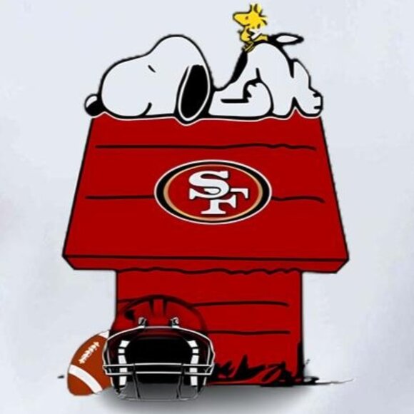 San Francisco 49ers Snoopy Woodstock Crewneck Sweatshirt Peanuts NFL Fan Gift 17 - Picture 2 of 6
